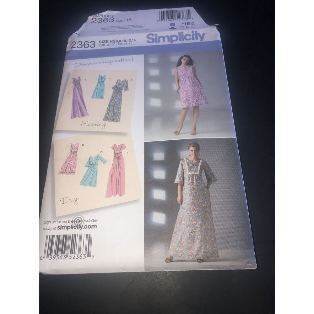 Simplicity 2363 Dress Evening And Day Size 6,8,10,12,14 Uncut Pattern